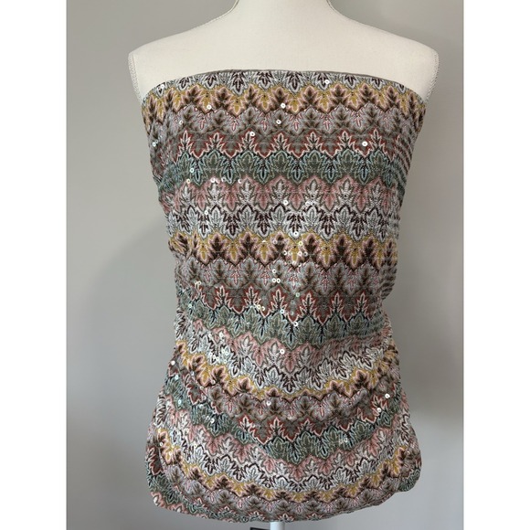 Express Tops - EXPRESS Women's Zig Zag‎ Sequins Multi Color Tube Strapless Top Size Medium